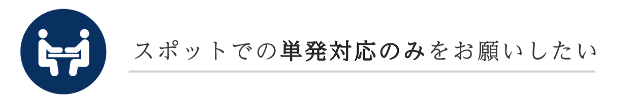 スポットでの単発対応のみをお願いしたい スポットでの単発対応のみをお願いしたい